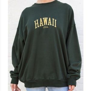 brandy melville dark green hawaii crew neck